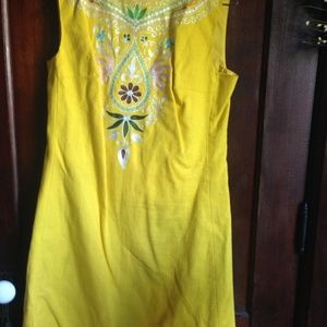 NOS John Meyer of Norwich Dress Embroidered Yellow